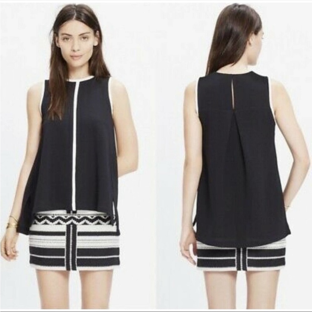 Madewell Broadway & Broome Black Crepe Canal Swing Blouse XS